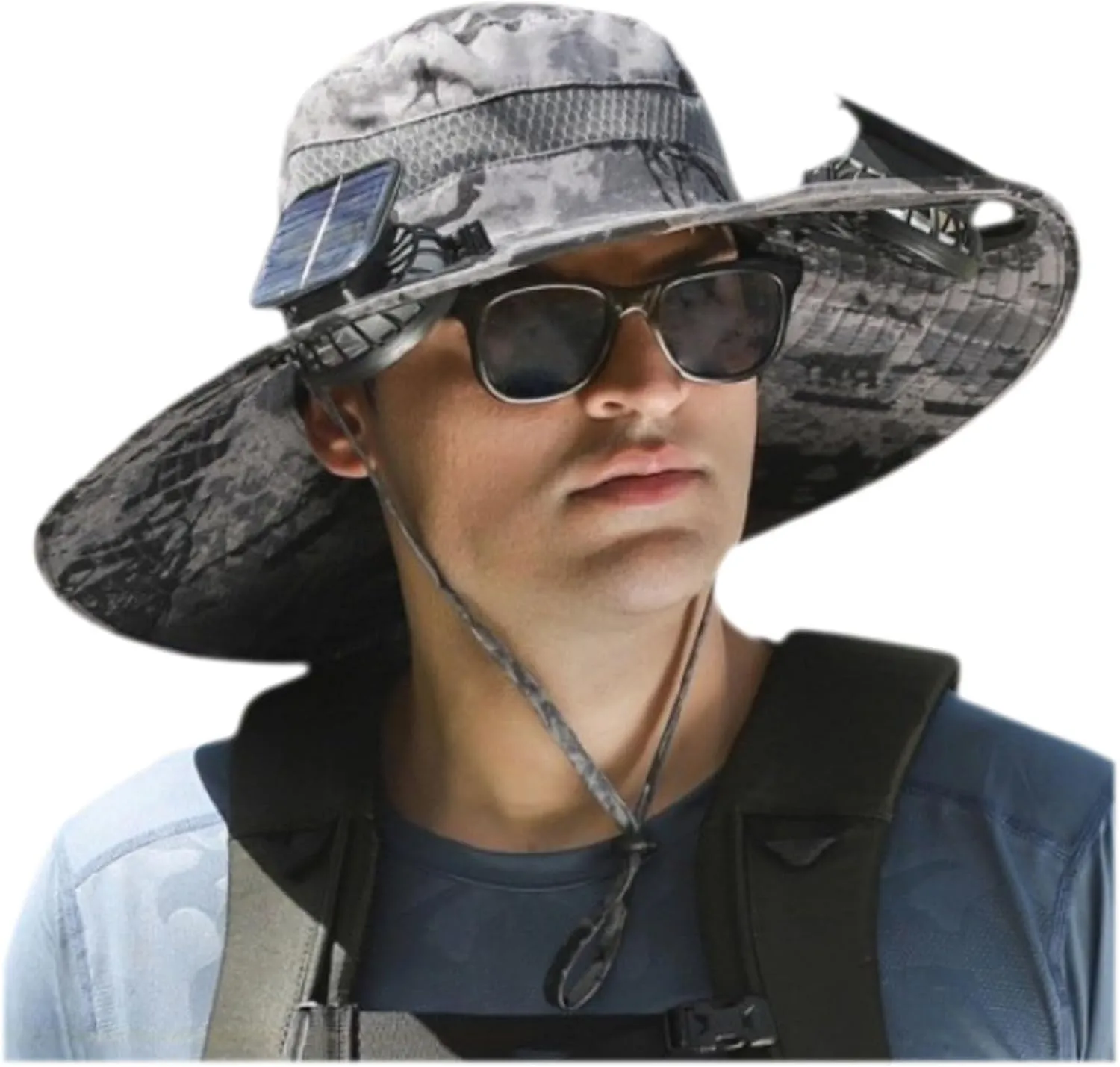 Solar Powered Fan Hat for Men,Wide Brim Solar Fan Hat Outdoor Fishing