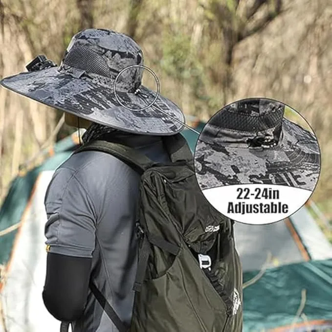 Solar Powered FanHat, Solar Fan Hat with Fans Solar Power, Outdoor Wide Brim Sun Hat with Solars Fan