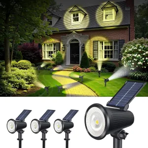 Solar Powered Spotlights Outdoor Waterproof Sunset Spot LED Lights Ultra Bright for Tree, Flag, Lawn, Statue, Pool, Garden, House, Wall, Yard, Path Outdoor Landscape Uplighting 4 Pack Warm White