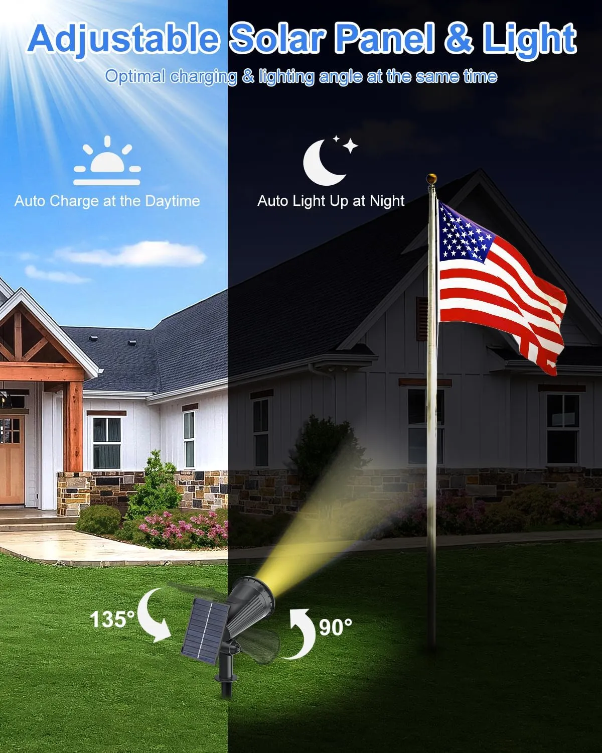 Solar Powered Spotlights Outdoor Waterproof Sunset Spot LED Lights Ultra Bright for Tree, Flag, Lawn, Statue, Pool, Garden, House, Wall, Yard, Path Outdoor Landscape Uplighting 4 Pack Warm White