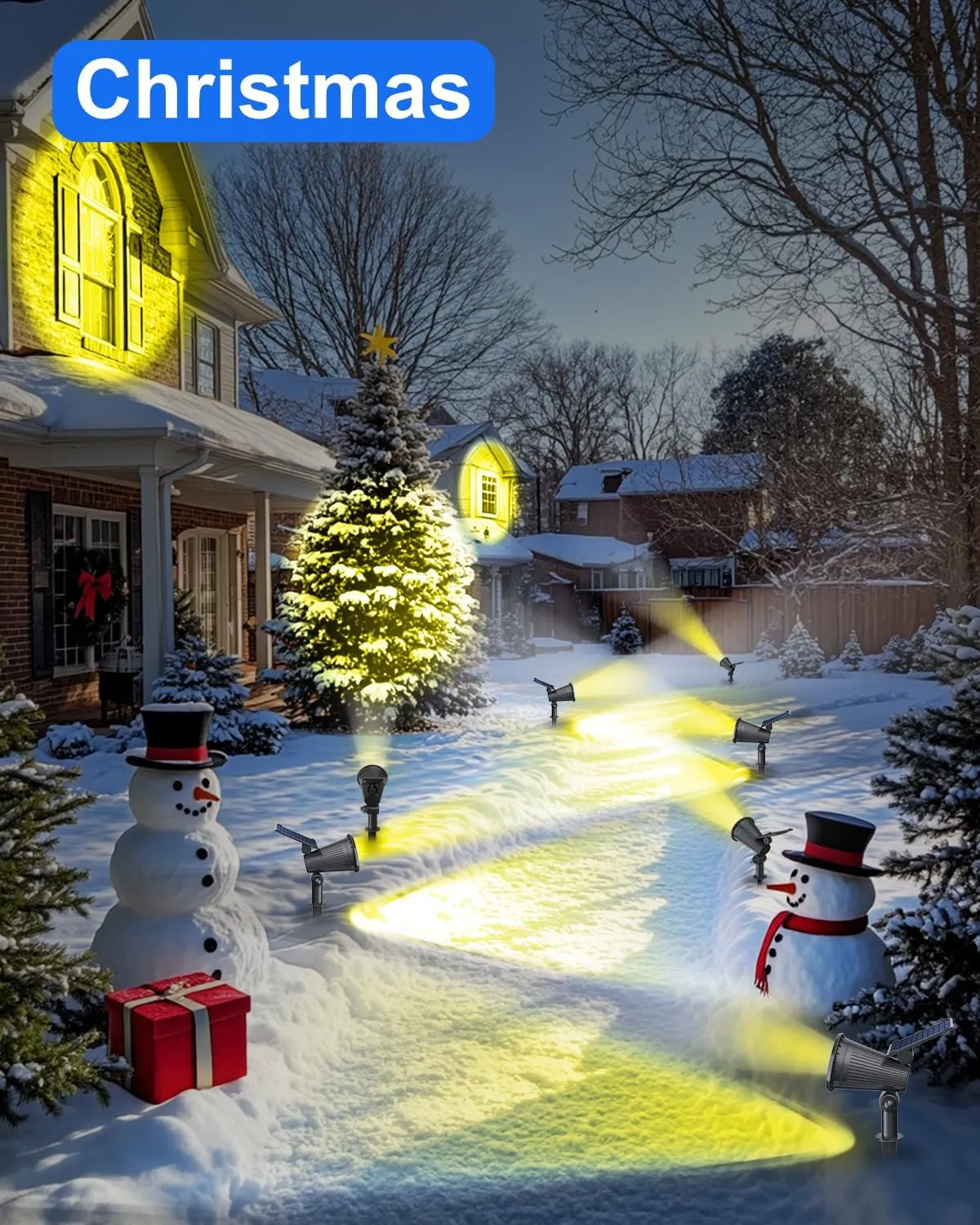 Solar Powered Spotlights Outdoor Waterproof Sunset Spot LED Lights Ultra Bright for Tree, Flag, Lawn, Statue, Pool, Garden, House, Wall, Yard, Path Outdoor Landscape Uplighting 4 Pack Warm White