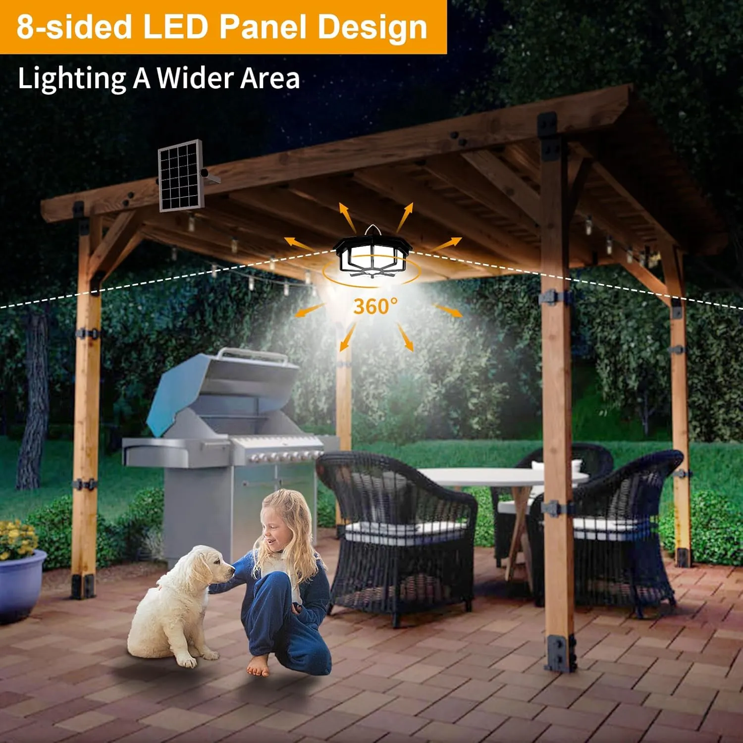 Solar Shed Lights Indoor Outdoor, Aqonsie 288LED Solar Powered Motion Sensor Pendant Light Daytime Available, Solar Indoor Light with 5 Lighting Modes & Remote for Shed Gazebo Barn Garage Home, 2 Pack