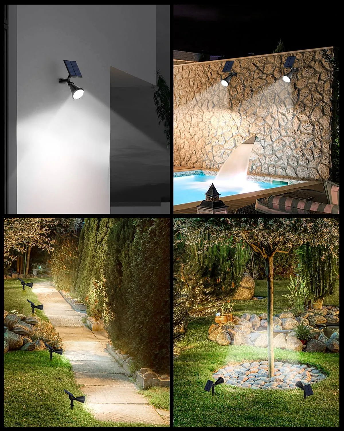 Solar Spot Lights Outdoor, 8 Pack Outdoor Solar Lights for Yard, 4 Lighting Mode Solar Landscape Spotlights with Auto On/Off, 2-in-1 Waterproof Wall Lights for Garden, Walkway (Cool White)