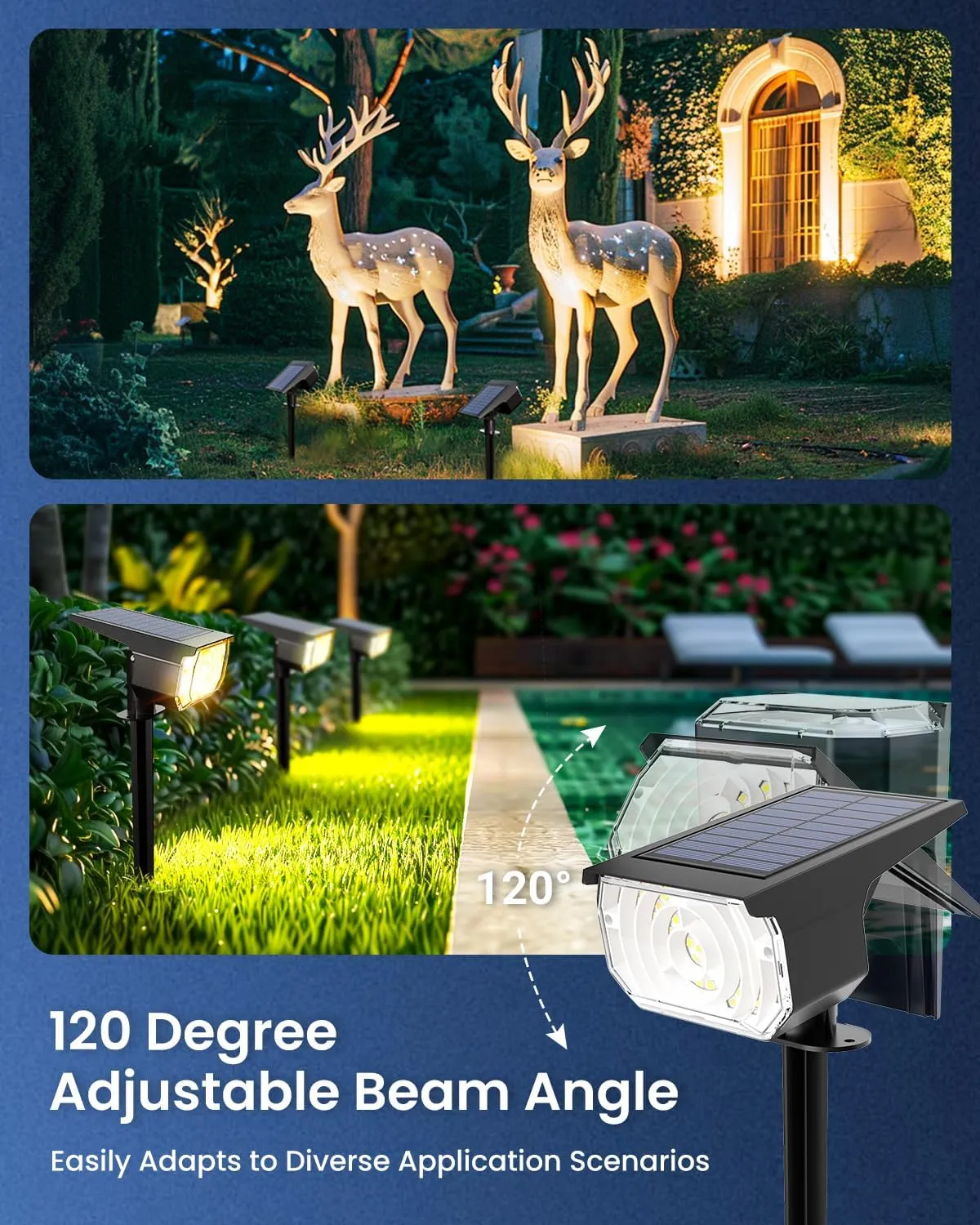 Solar Spot Lights Outdoor Waterproof IP67, 6 Lighting Modes 60 LED, Landscape Spotlights for Tree Yard Garden House Driveway Pathway（10 Pack）