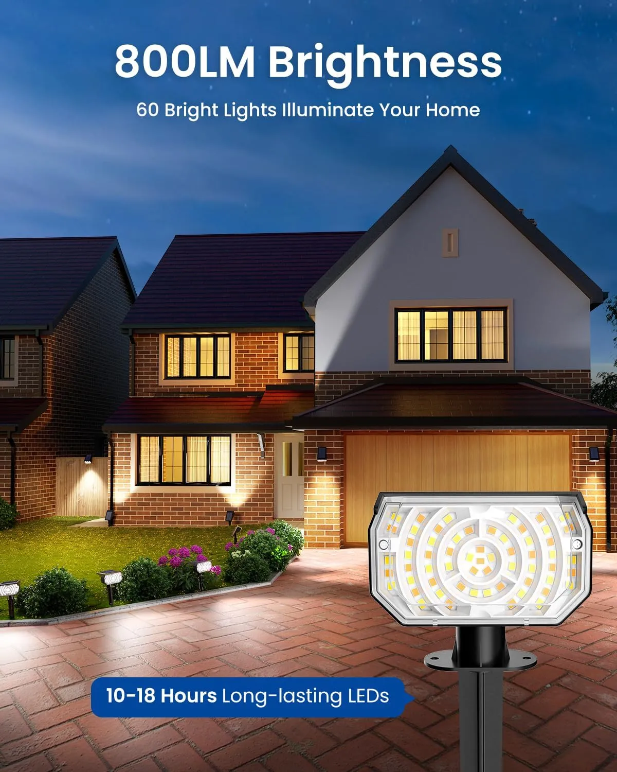 Solar Spot Lights Outdoor Waterproof IP67, 6 Lighting Modes 60 LED, Landscape Spotlights for Tree Yard Garden House Driveway Pathway（10 Pack）