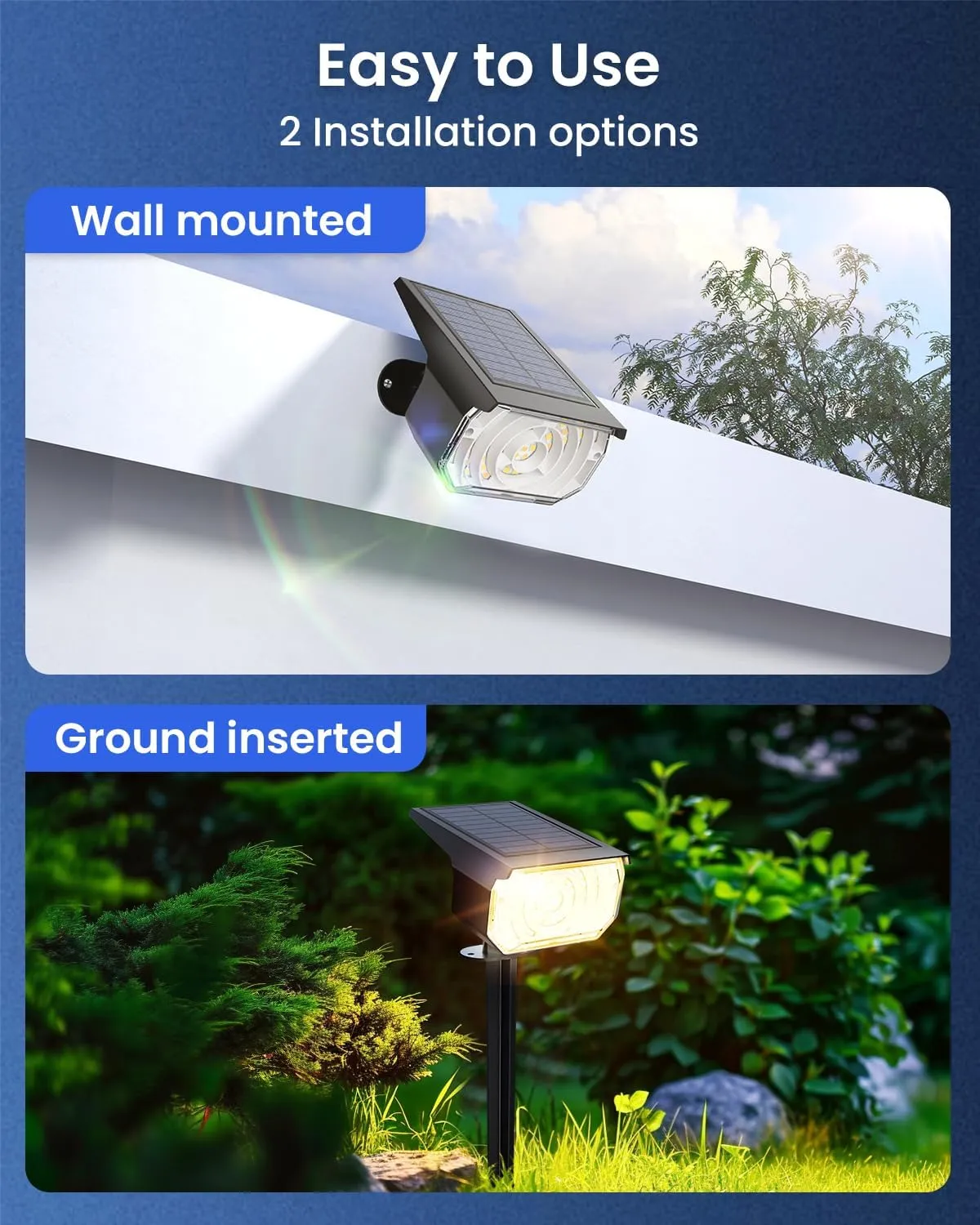 Solar Spot Lights Outdoor Waterproof IP67, 6 Lighting Modes 60 LED, Landscape Spotlights for Tree Yard Garden House Driveway Pathway（10 Pack）