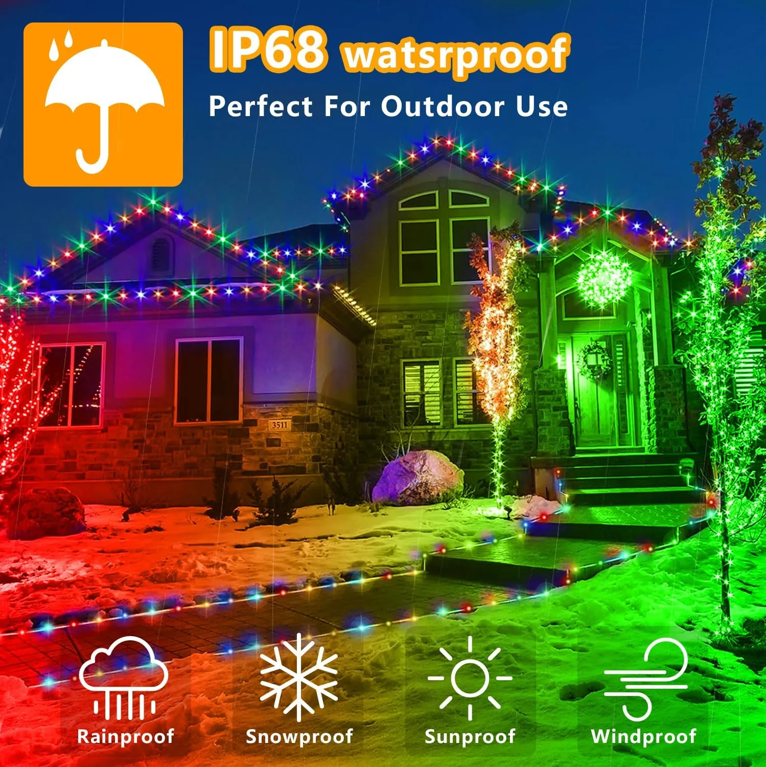 Solar String Lights Outdoor Waterproof, 66ft 200 LED Rope Lights USB & Solar Powered, 8 Modes Multicolor Fairy Lights with Remote for Christmas Garden Patio Deck Tree Pool Trampoline Wedding