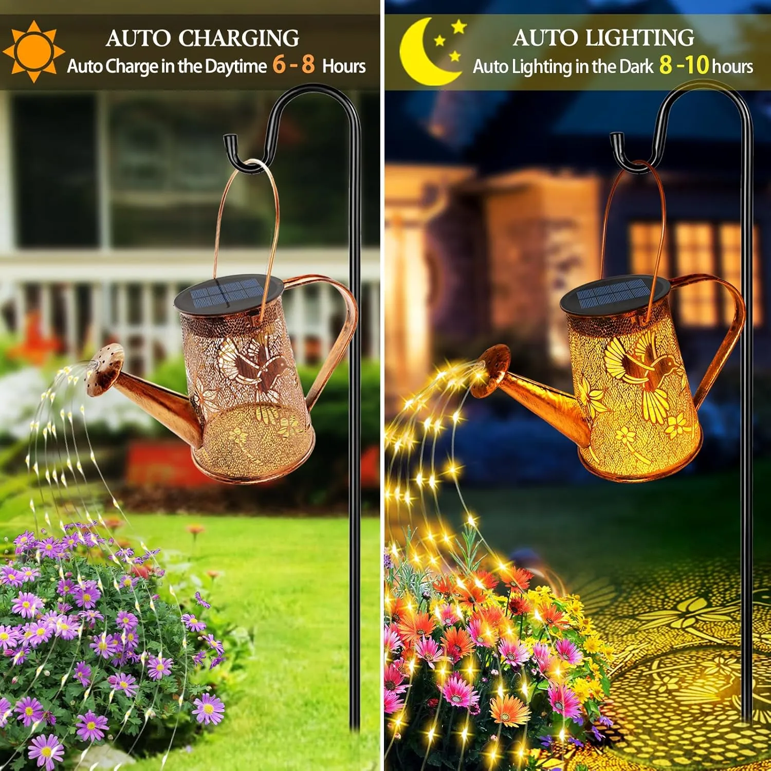 Solar Watering Can Lights, Hummingbird Mothers Day Gifts for Women Mom Grandma Birthday, Waterproof Outdoor Garden Decor Large Hanging Solar Lanterns Garden Lights for Patio Yard Flowerbed Pathway