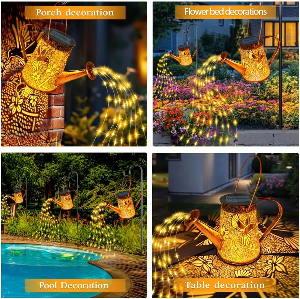 Solar Watering Can Lights, Hummingbird Mothers Day Gifts for Women Mom Grandma Birthday, Waterproof Outdoor Garden Decor Large Hanging Solar Lanterns Garden Lights for Patio Yard Flowerbed Pathway