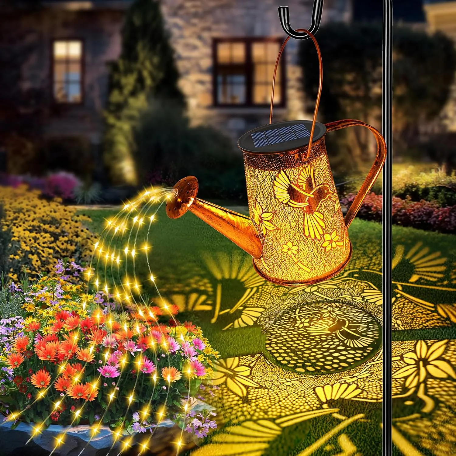 Solar Watering Can Lights, Hummingbird Mothers Day Gifts for Women Mom Grandma Birthday, Waterproof Outdoor Garden Decor Large Hanging Solar Lanterns Garden Lights for Patio Yard Flowerbed Pathway