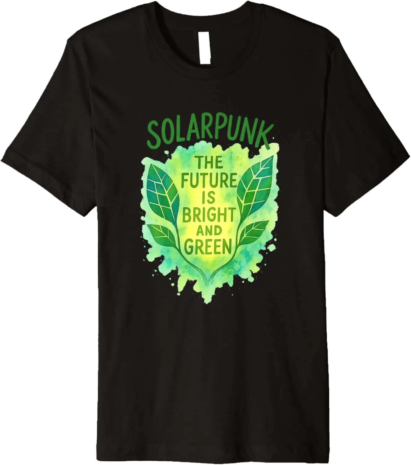 Solarpunk Future Is Bright and Green Watercolor Design Premium T-Shirt