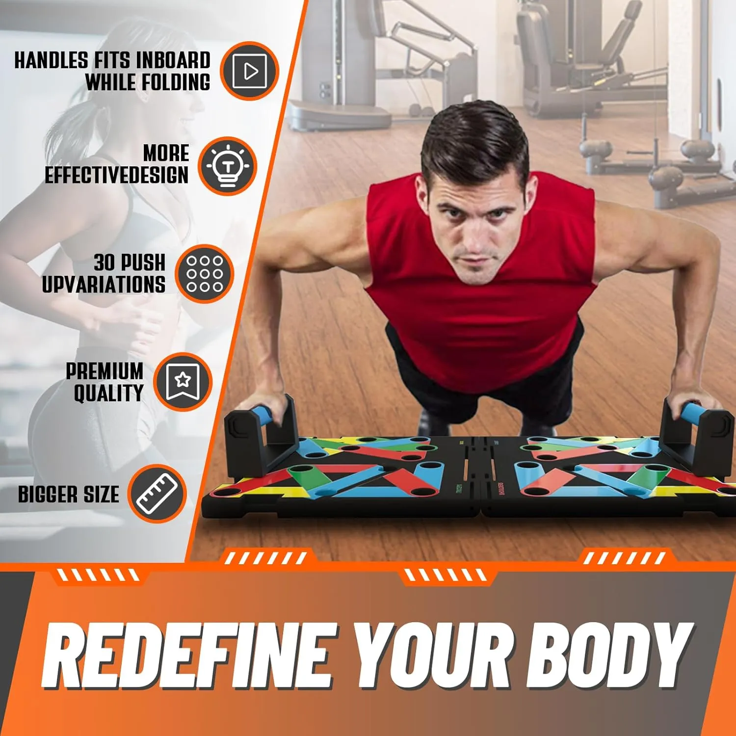 Solid Push Up Board 15 in 1 Home Workout Equipment Multi-Functional Pushup Stands System Fitness Floor Chest Muscle Exercise Professional Equipment Burn Fat Strength Training Arm Men & Women Weights