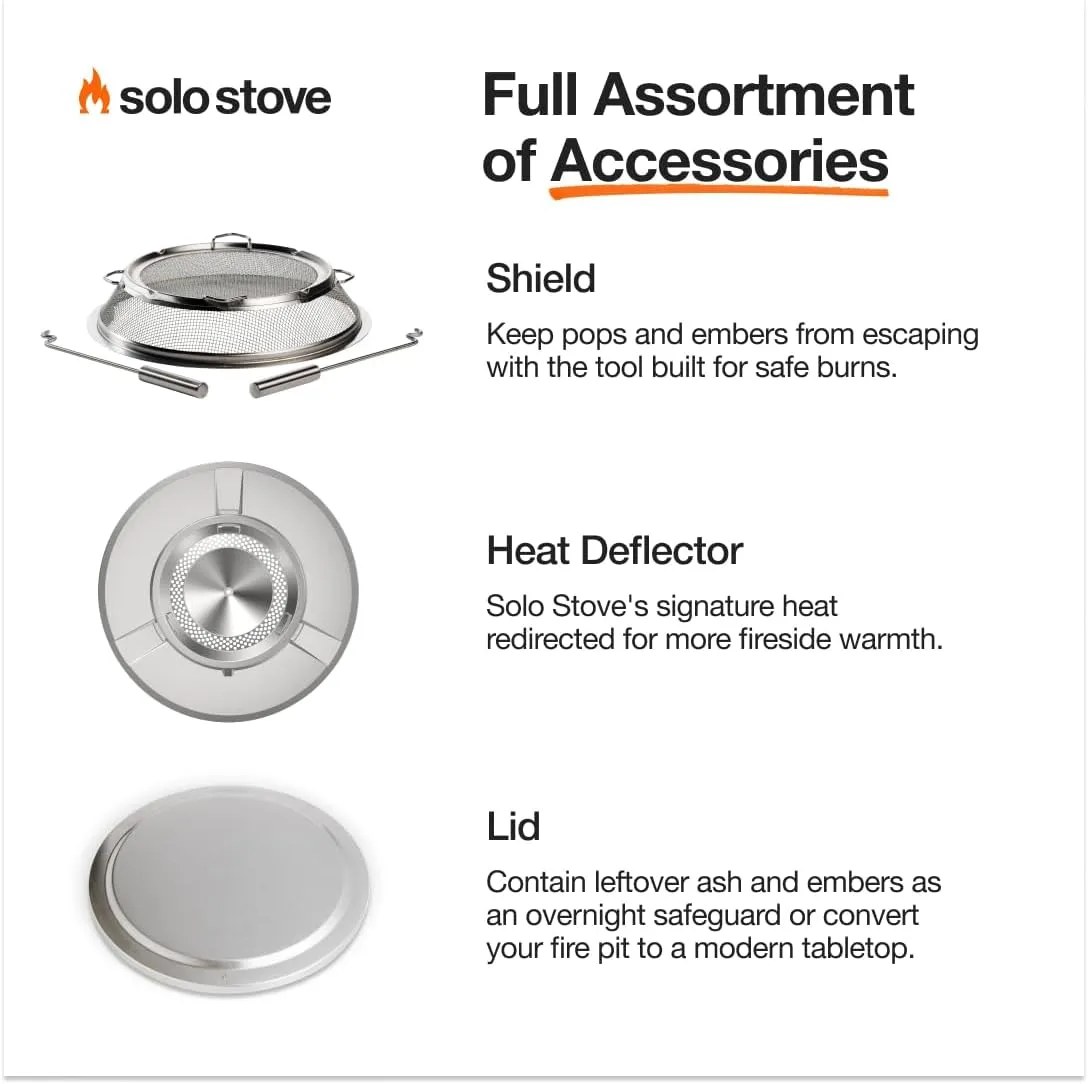 Solo Stove Yukon 2.0, 27 Inch Smokeless Fire Pit with Removable Ash Pan - Wood Burning Portable Stainless Steel Outdoor Fireplace, Stainless Steel, Ideal for 6 or More People, 38 lbs