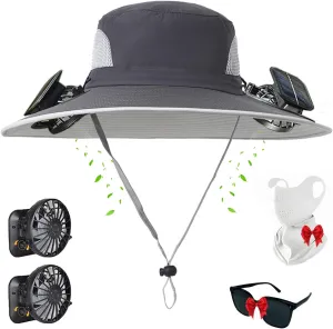 Sombrero Con Ventilador Solar, Collit Fishing Hat with Solar Powered Fans,Ultra Light Collit Solar Fan Sun Hat