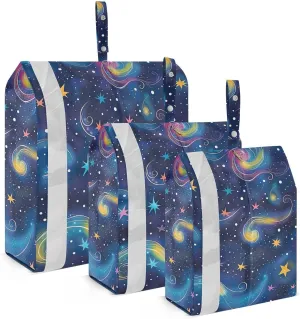 Space Stars Travel Storage Bag with Lanyard - Portable Lightweight Classified Storage Bag with Zipper, Dust and Waterproof Travel Packing Cube for Suitcase,3 Pieces