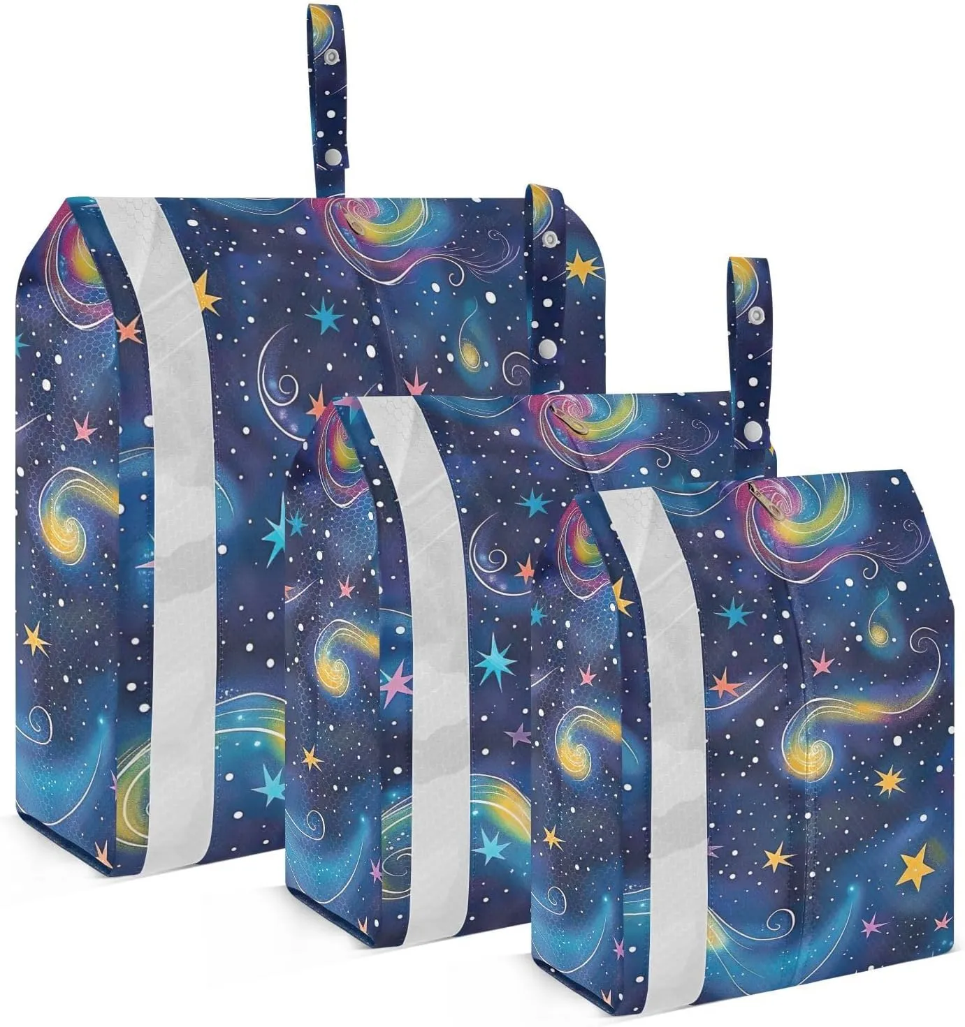 Space Stars Travel Storage Bag with Lanyard - Portable Lightweight Classified Storage Bag with Zipper, Dust and Waterproof Travel Packing Cube for Suitcase,3 Pieces
