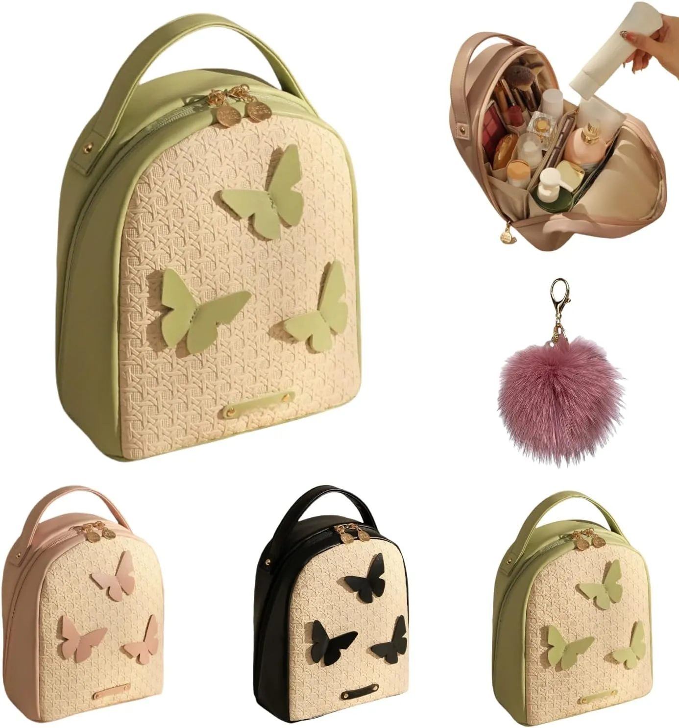 Spacious Travel-Friendly Cosmetic Bag,Women Waterproof Cosmetic Organizer,Large Capacity Open Flat Toiletry Bag