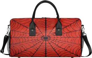 Spiders Web Travel Duffle Bag for Women Men Foldable Waterproof Weekender Bag Carry on Tote for Overnight Sports Gym Halloween Black and Red