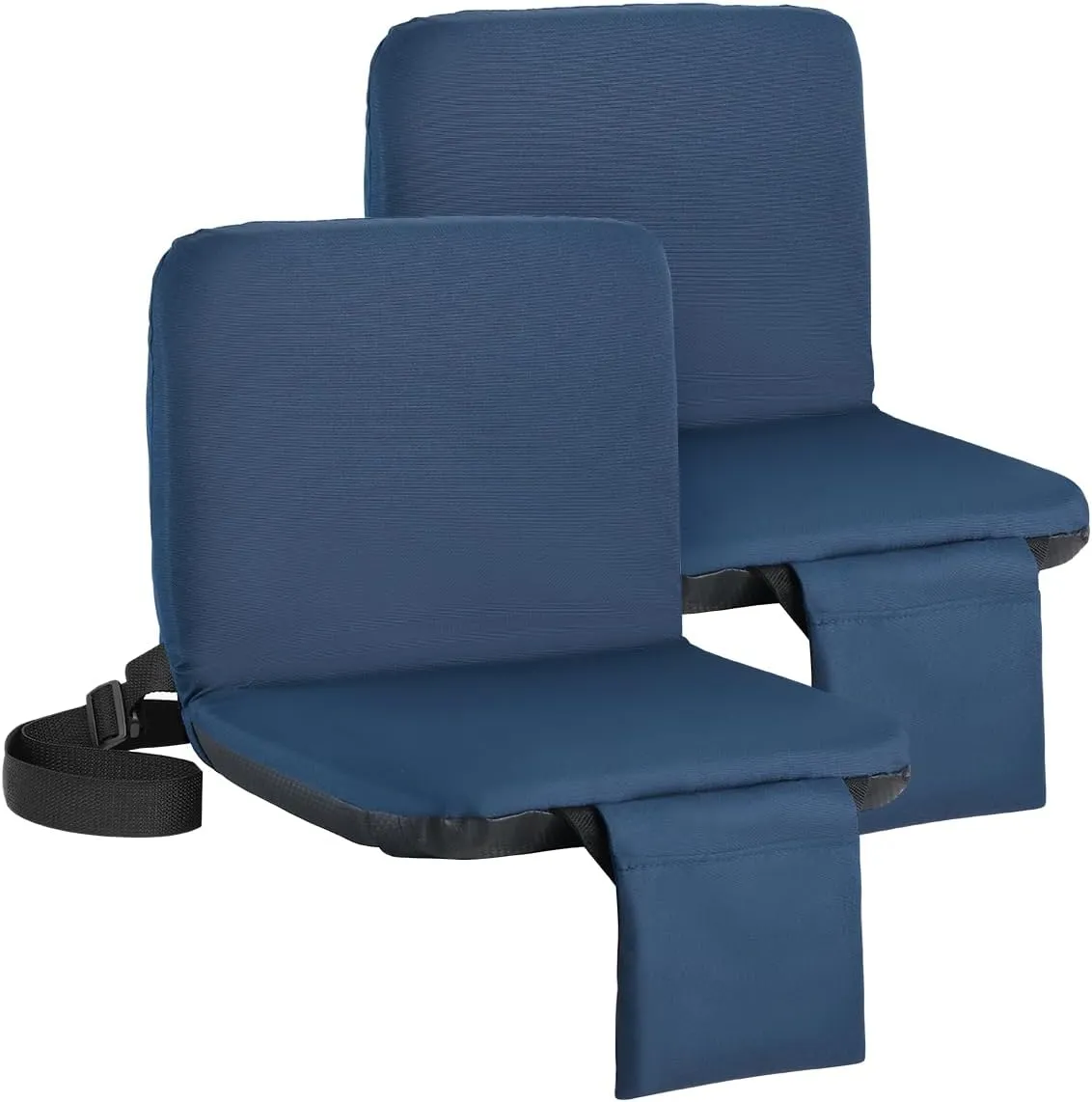 Sportneer Stadium Seats with Back Support: 6 Reclining Position Folding Bleacher Chairs with Back and Cushion - Padded Bleacher Seats with Shoulder Strap & Storage pocket for Events, Outdoors, Camping