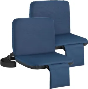 Sportneer Stadium Seats with Back Support: 6 Reclining Position Folding Bleacher Chairs with Back and Cushion - Padded Bleacher Seats with Shoulder Strap & Storage pocket for Events, Outdoors, Camping