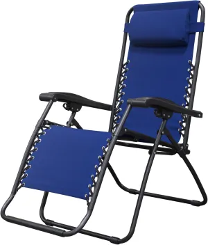 Sports Zero Gravity Outdoor Portable Folding Camping Lawn Deck Patio Pool Recliner Lounge Chair for Adults, Adjustable Headrest, Blue