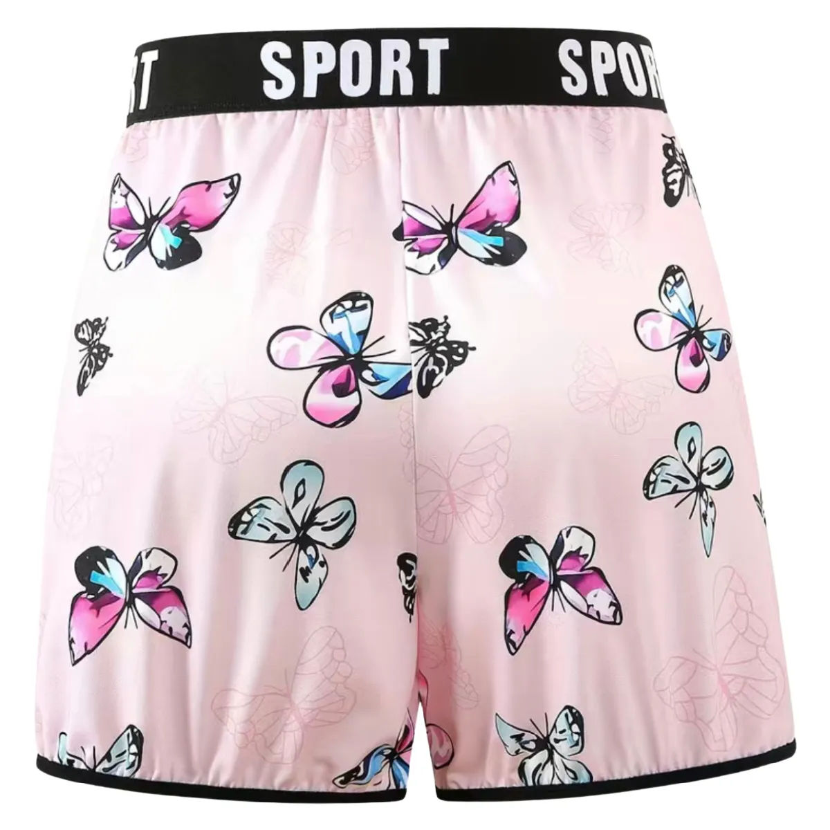 Sporty Boxer PJ Leisure Shorts Size 22 Letter Tape Stretch Pink Butterfly NEW