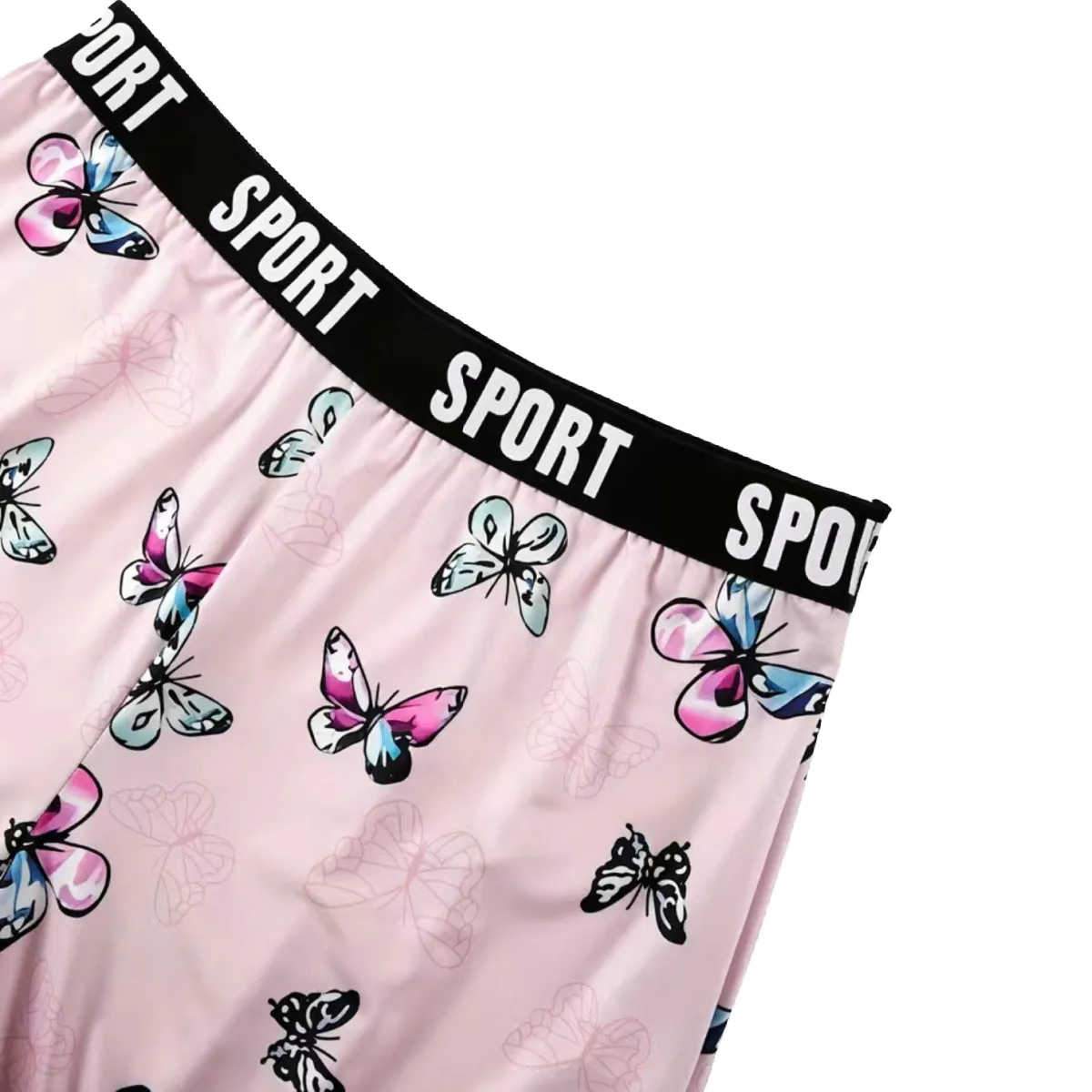 Sporty Boxer PJ Leisure Shorts Size 22 Letter Tape Stretch Pink Butterfly NEW