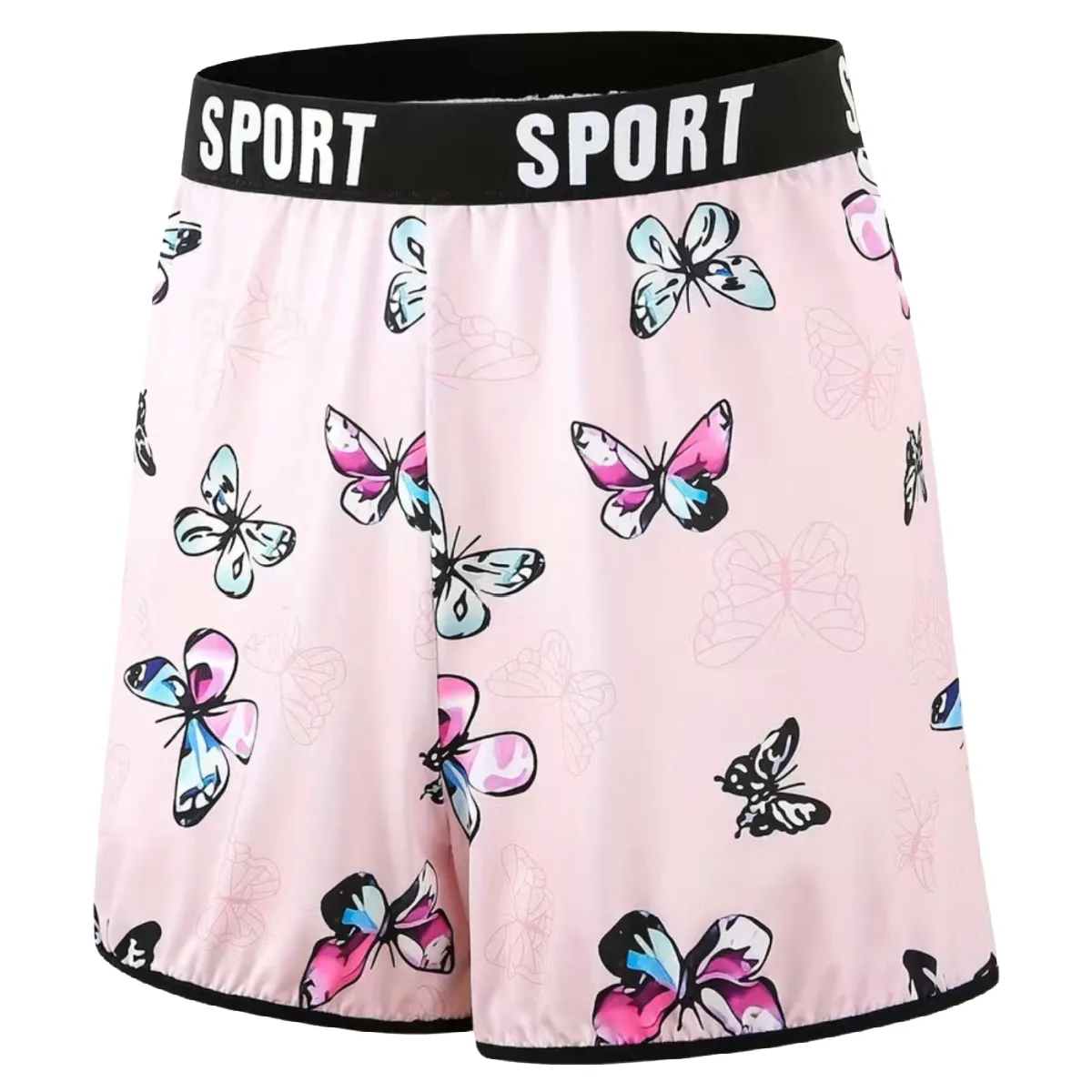 Sporty Boxer PJ Leisure Shorts Size 22 Letter Tape Stretch Pink Butterfly NEW