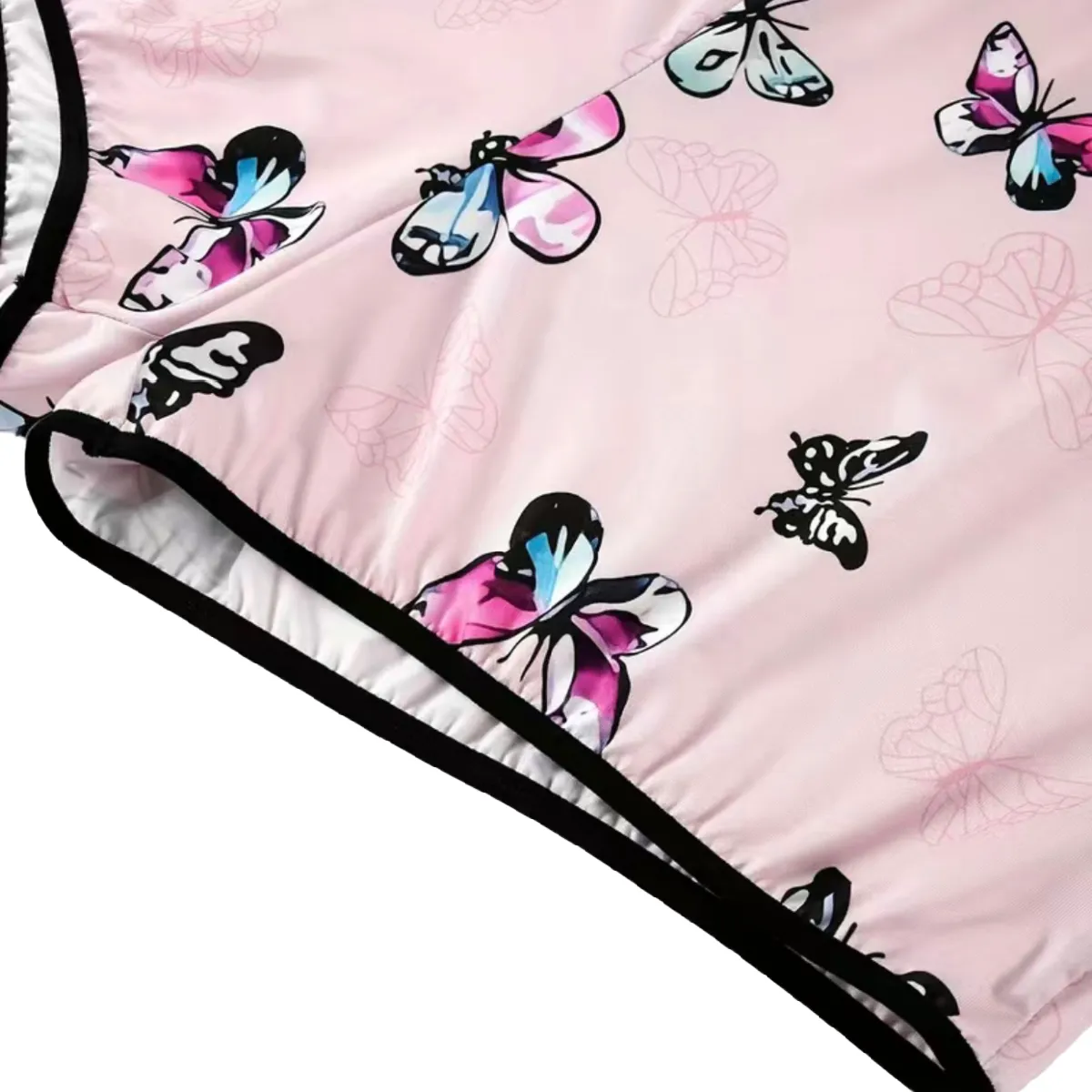 Sporty Boxer PJ Leisure Shorts Size 22 Letter Tape Stretch Pink Butterfly NEW