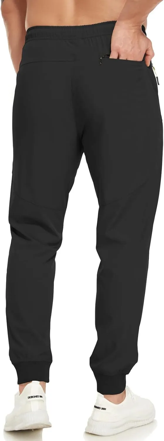 SPOSULEI Mens Joggers Lightweight Athletic Hiking Pants Quick Dry Running Track Gym Sweatpants with Zipper Pockets