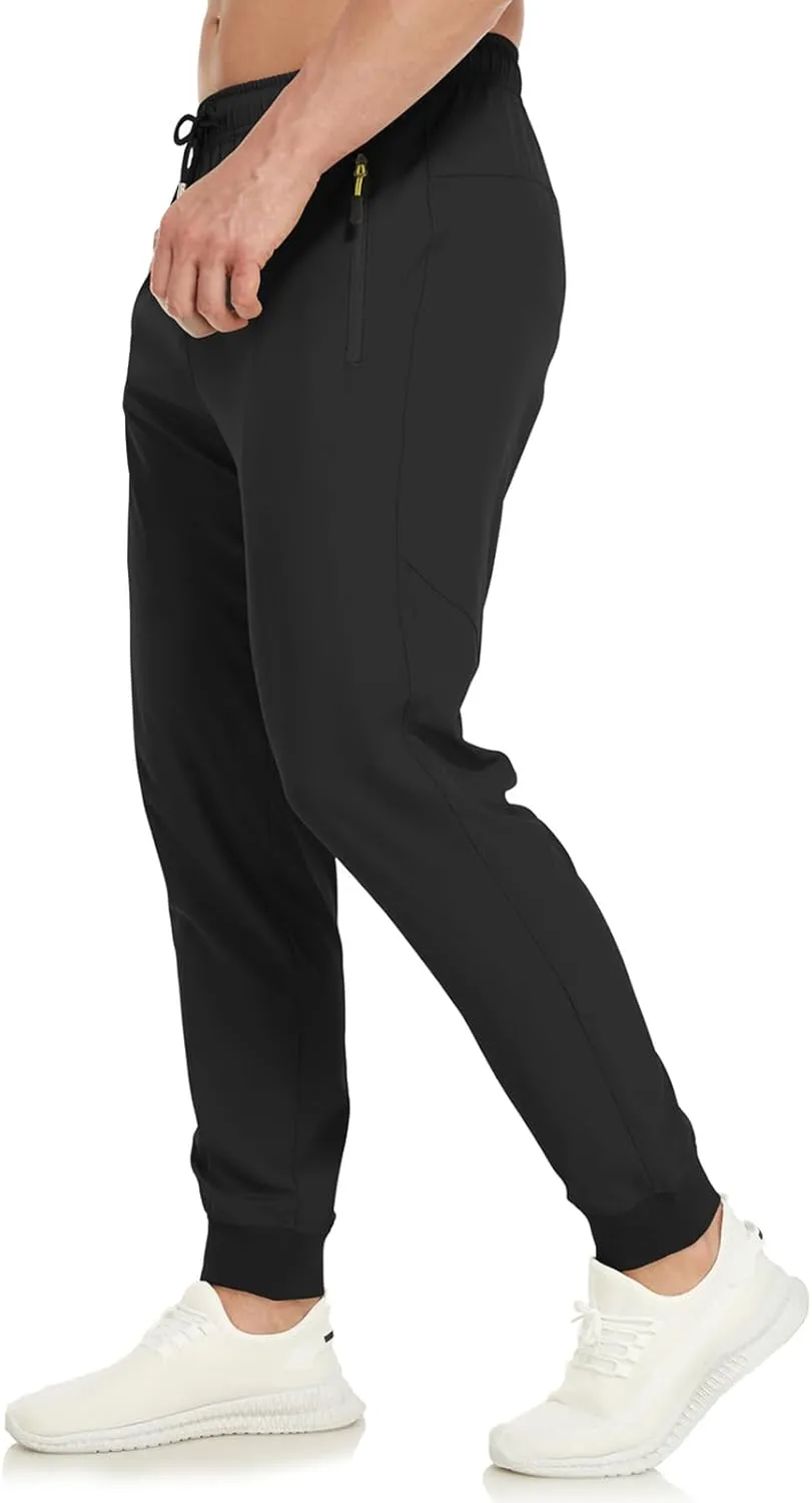 SPOSULEI Mens Joggers Lightweight Athletic Hiking Pants Quick Dry Running Track Gym Sweatpants with Zipper Pockets