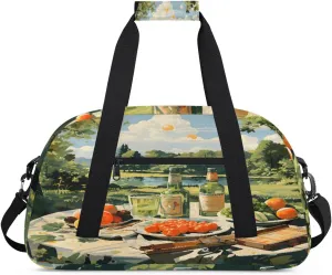 Spring Picnic Gym Duffel Bag for Men Women Cartoon Pattern Sports Tote Bag with Adjustable Shoulder Strap for Dance Gymnastics Traveling Outdoor Camping Overnight Stay
