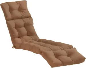 Srutirbo Waterproof Chaise Lounge Chair Cushions Long Bench Cushion for Outdoor Furniture, All Weather Replacement Indoor Outdoor Padded Recliner Chair Cushion with String Ties (Brown)