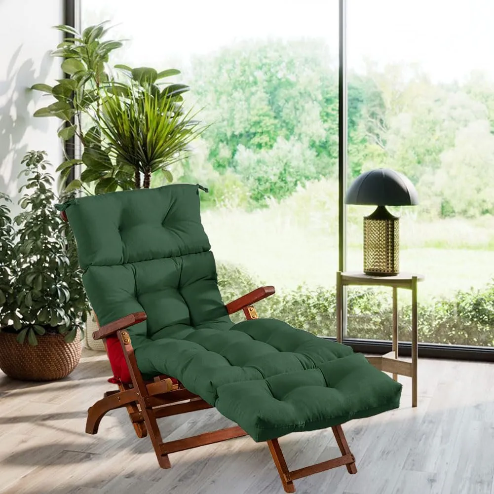 Srutirbo Waterproof Chaise Lounge Chair Cushions Long Bench Cushion for Outdoor Furniture, All Weather Replacement Indoor Outdoor Padded Recliner Chair Cushion with String Ties (Green)