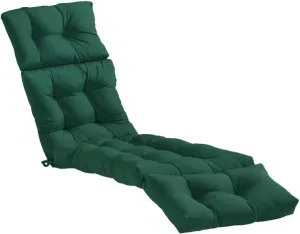 Srutirbo Waterproof Chaise Lounge Chair Cushions Long Bench Cushion for Outdoor Furniture, All Weather Replacement Indoor Outdoor Padded Recliner Chair Cushion with String Ties (Green)