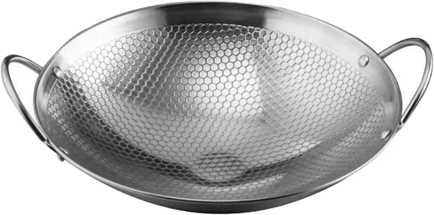 Stainless Steel Honeys Comb Skillets Nonstick Frying Pan with Ergonomic Handle for Outdoor Camping and Home Cooking