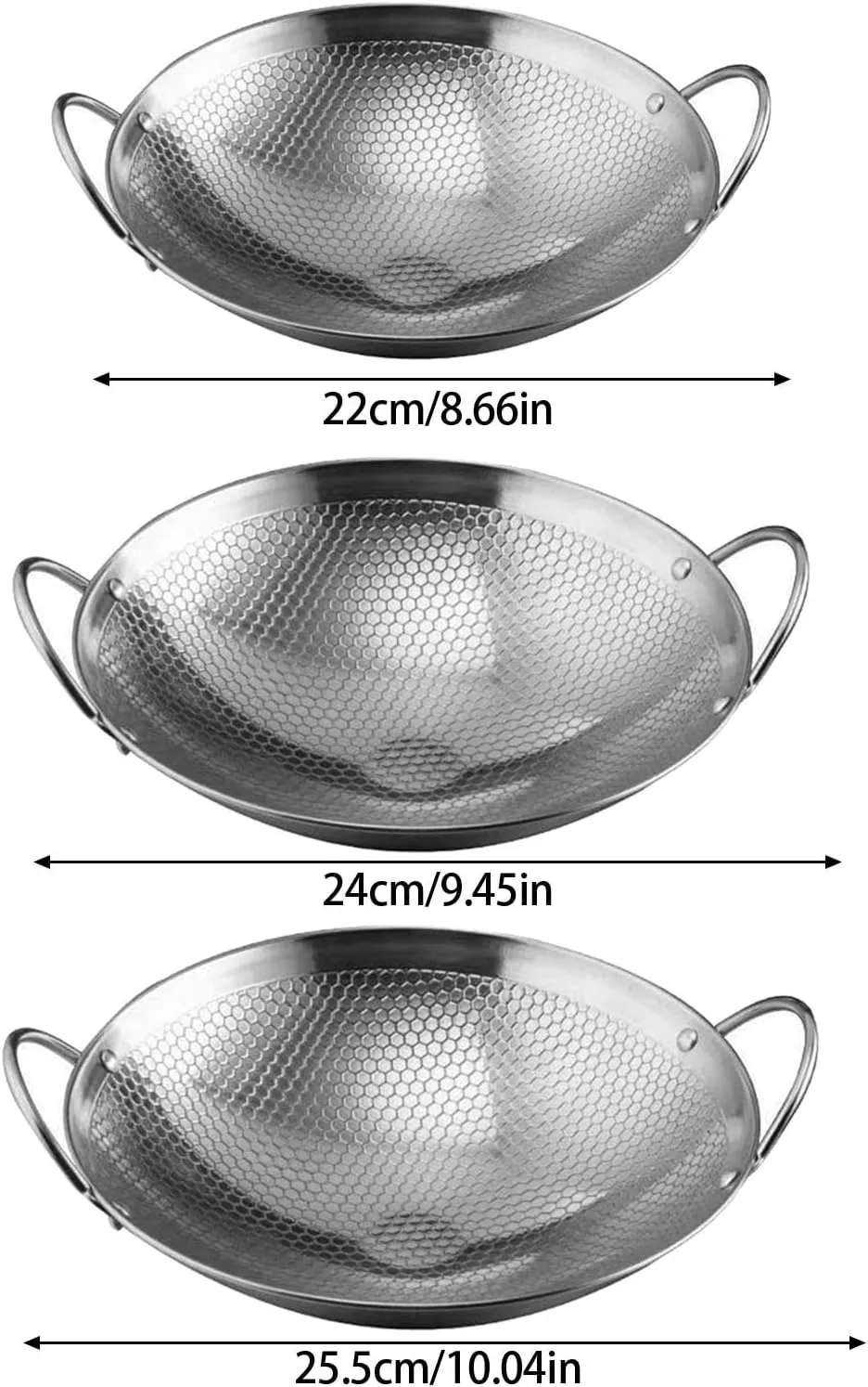 Stainless Steel Honeys Comb Skillets Nonstick Frying Pan with Ergonomic Handle for Outdoor Camping and Home Cooking