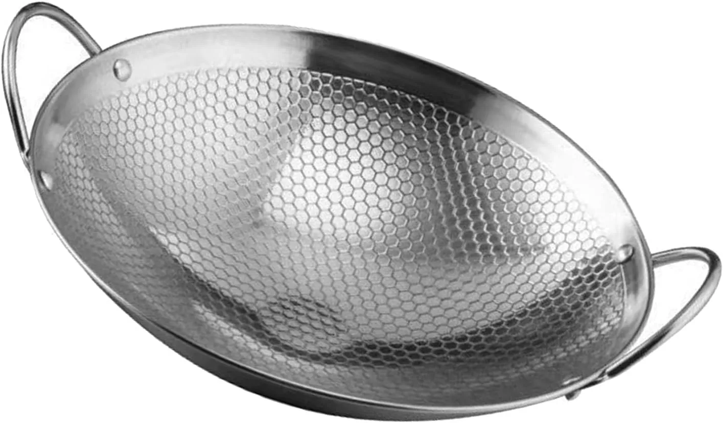 Stainless Steel Honeys Comb Skillets Nonstick Frying Pan with Ergonomic Handle for Outdoor Camping and Home Cooking