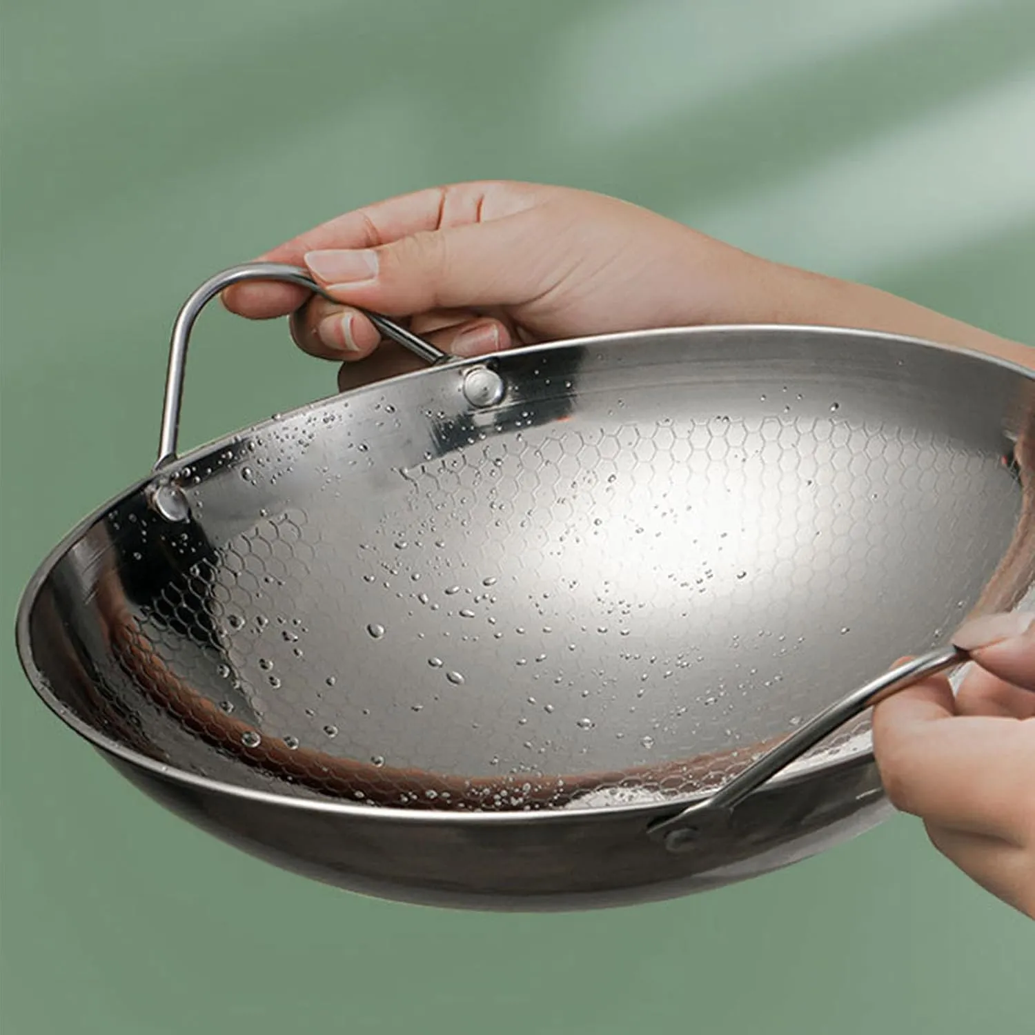 Stainless Steel Honeys Comb Skillets Nonstick Frying Pan with Ergonomic Handle for Outdoor Camping and Home Cooking