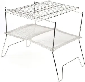 Stainless Steel Wire Outdoor Barbecue Stove,Folding Campfire Grill,Folding Grill with Baking Net for Backpacking, Hiking, Picnics, Fishing for Outside Home BBQ, Folding Campfire Grill,Stainless S