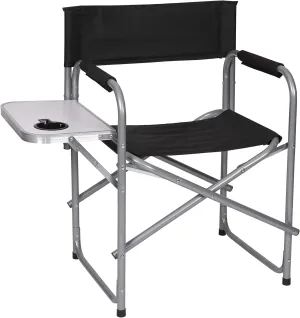 Stansport Directors Chair with Side Table, One Size, Black