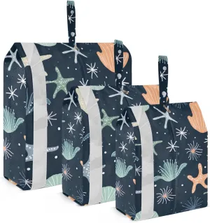 Starfish Travel Storage Bag with Lanyard - Portable Lightweight Classified Storage Bag with Zipper, Dust and Waterproof Travel Packing Cube for Suitcase,3 Pieces