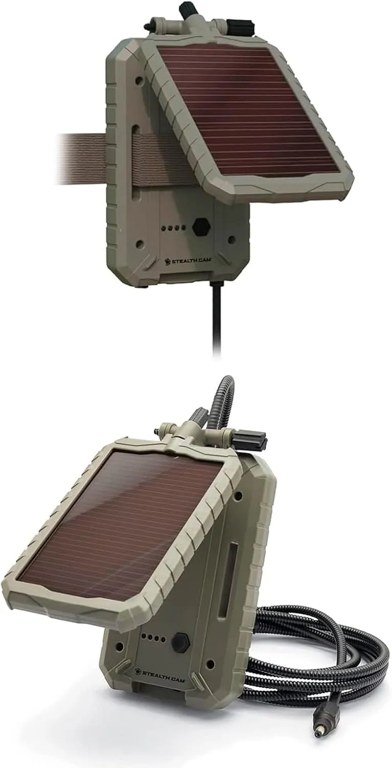 Stealth Cam Durable Sol-Pak Solar Battery Pack, 12V Solar Power Panel, Rechargeable Battery & 10ft Insulated Cable, Compatible with All Wireless/Cellular Trail Cameras - 5000 mAh