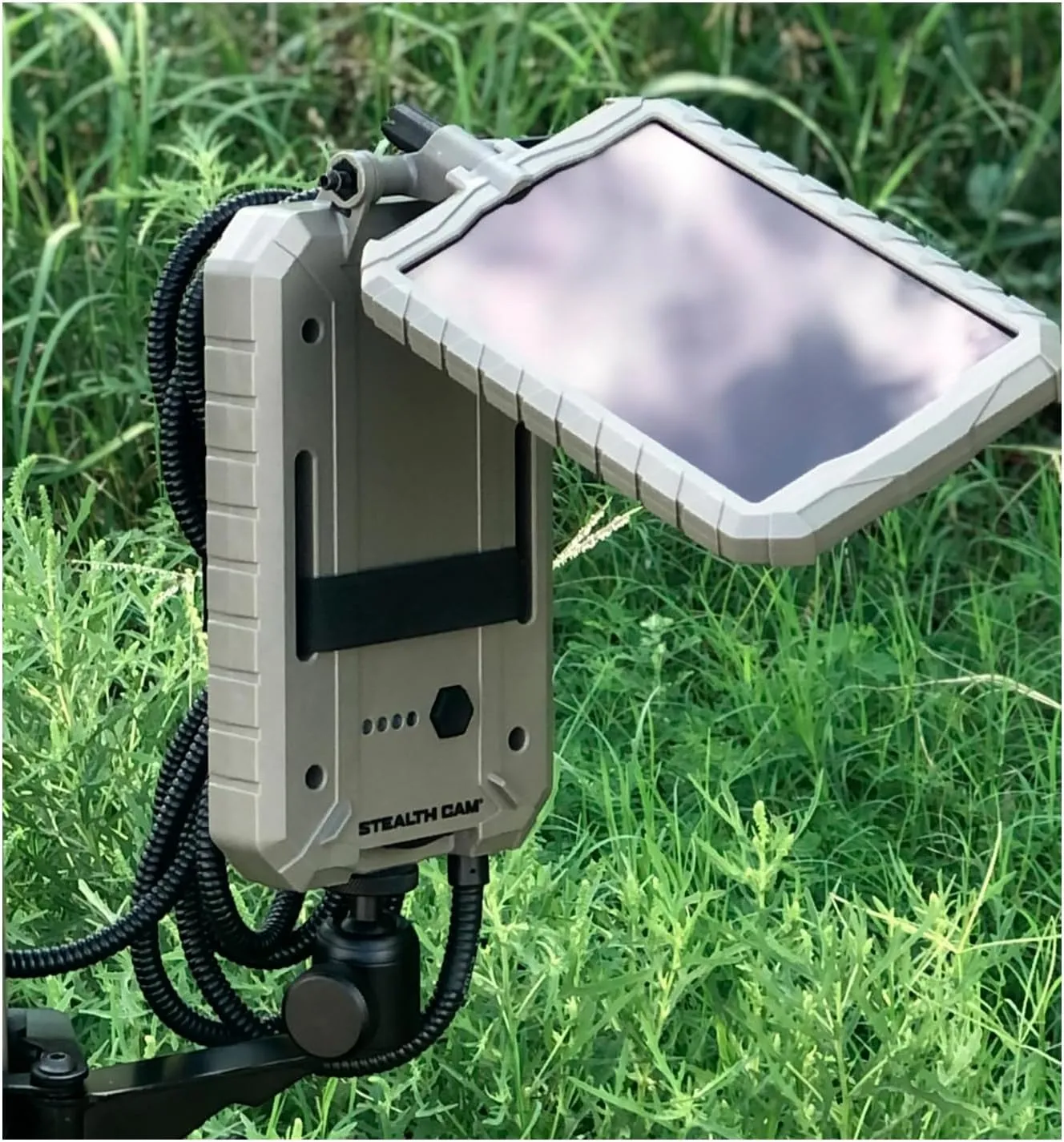 Stealth Cam Durable Sol-Pak Solar Battery Pack, 12V Solar Power Panel, Rechargeable Battery & 10ft Insulated Cable, Compatible with All Wireless/Cellular Trail Cameras - 5000 mAh