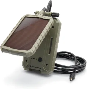 Stealth Cam Durable Sol-Pak Solar Battery Pack, 12V Solar Power Panel, Rechargeable Battery & 10ft Insulated Cable, Compatible with All Wireless/Cellular Trail Cameras - 5000 mAh