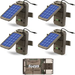 Stealth Cam Lithium Solar Power Panel (4-Pack) Bundle with Card Reader Compatible with Mac and PC Systems (5 Items)
