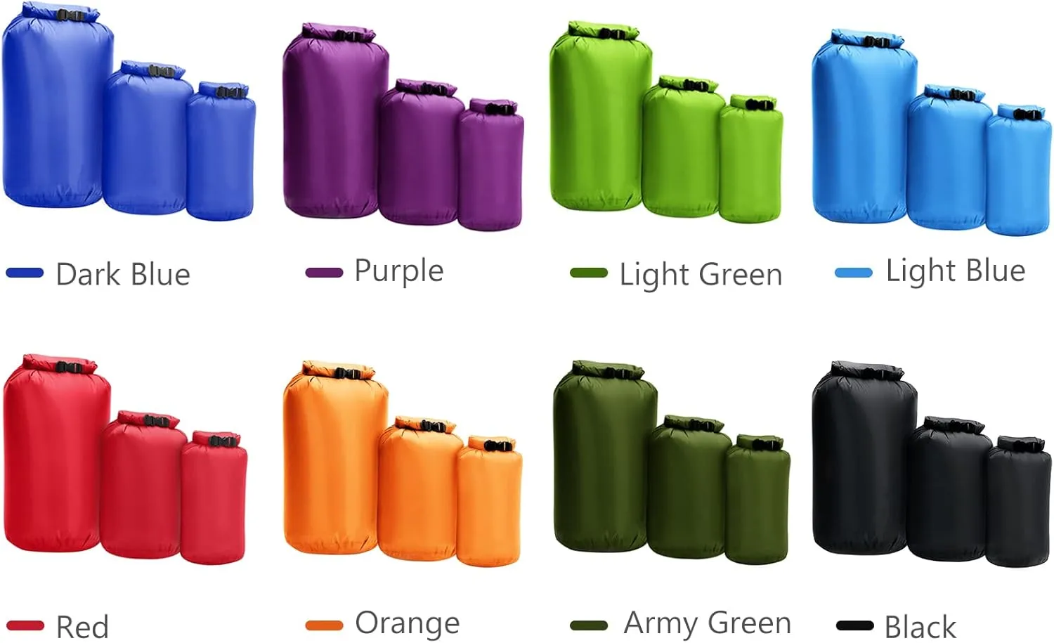 Storage Bag 3pcs Waterproof Dry Bag Roll Top Dry Sack for Kayaking Boating Fishing Swimming