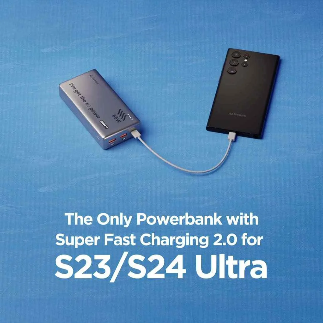 Stuffcool Major Ultra 65W PD Super 20000mAh Laptop Powerbank(Silver)