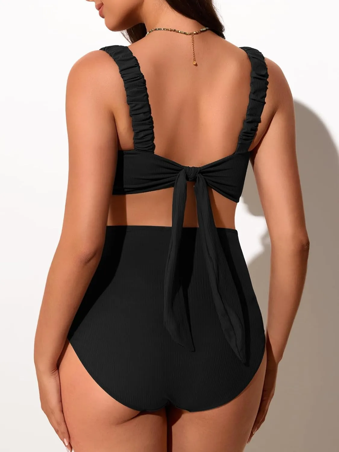 Summer Mae Ribbed Maternity Bikini Swimsuit for Women High Waisted Two-Piece Bathing Suit Crop Top Pregnancy Swimwear