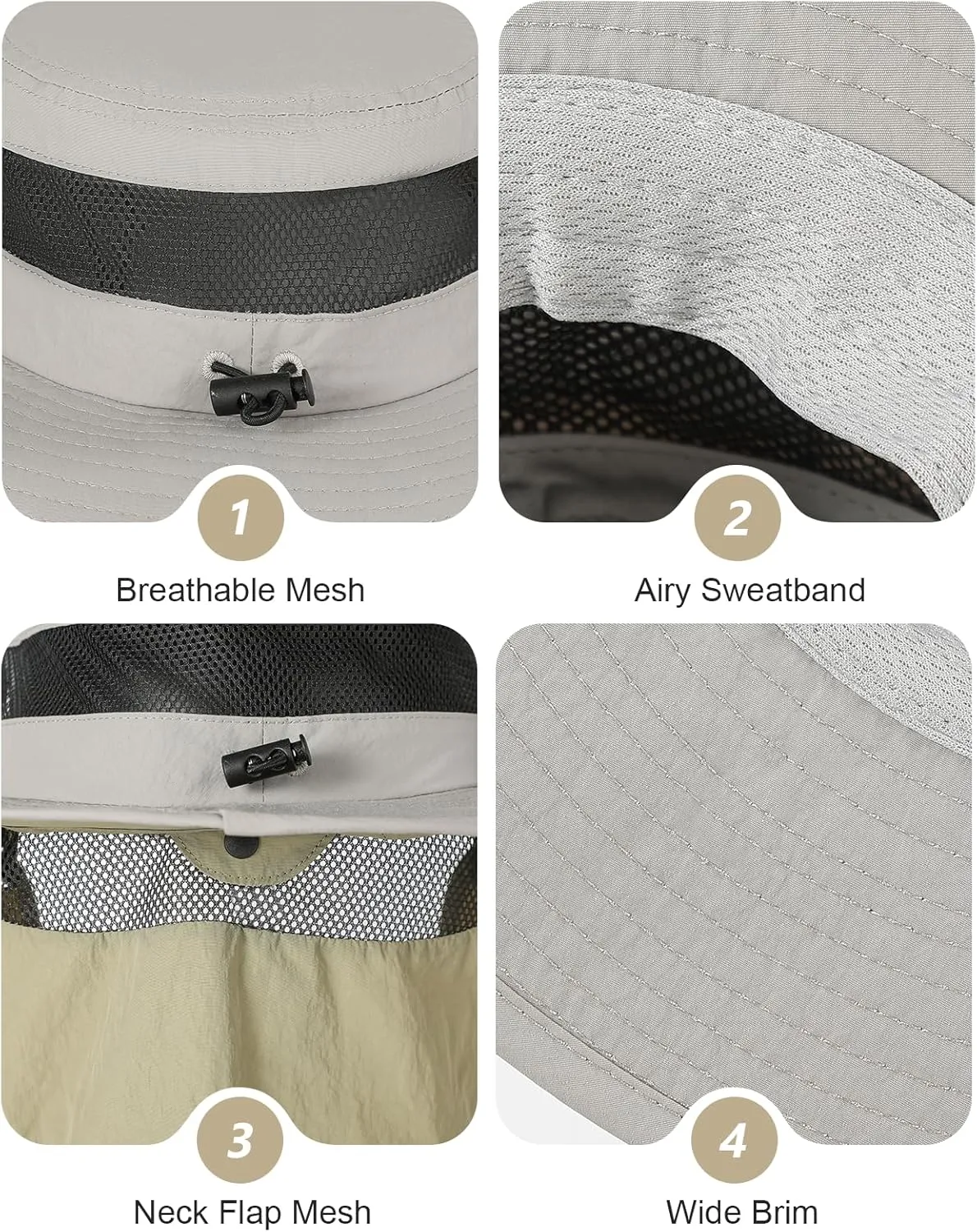 Sun Hat with Removable Neck Flap, UPF 50  Breathable Lightweight Fishing Hat, Quick-Drying Safari Hat for Garden Hiking